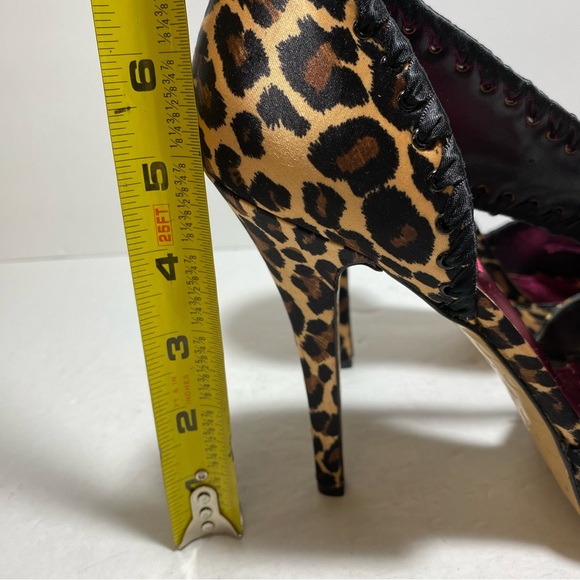 New Betsy Johnson Leopard Peep Toe Satin High Heel Pump Women's Shoes Size 10 - Picture 11 of 15